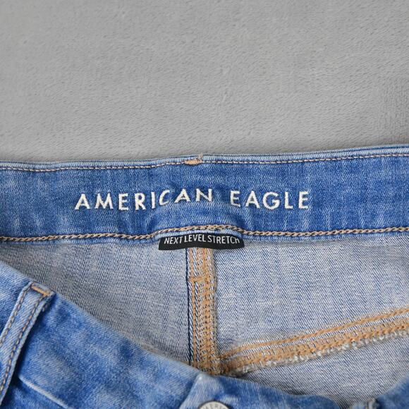 American Eagle Jeans Womens 12 Long (30x31) Curvy Super Hi-Rise Flare Distressed - Picture 2 of 11